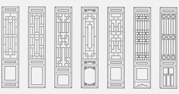 梁山常用中式仿古花窗图案隔断设计图